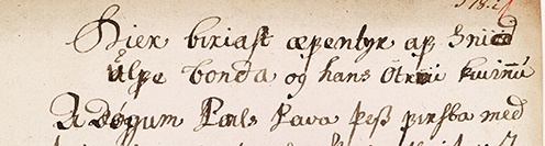 Closeup of a manuscript page